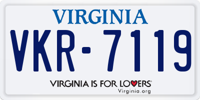 VA license plate VKR7119