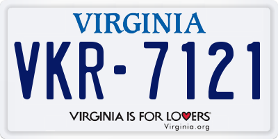VA license plate VKR7121