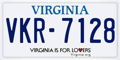 VA license plate VKR7128