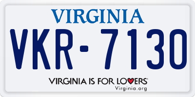 VA license plate VKR7130