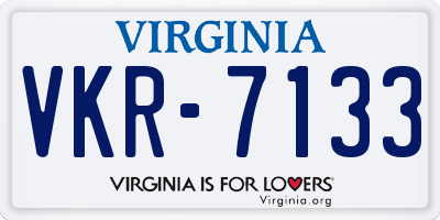 VA license plate VKR7133