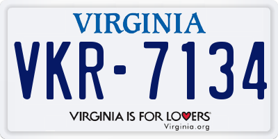 VA license plate VKR7134