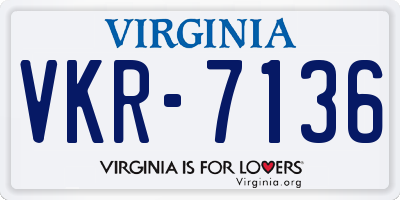VA license plate VKR7136