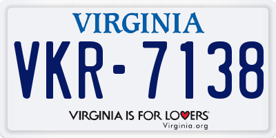 VA license plate VKR7138