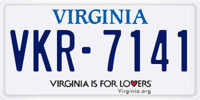 VA license plate VKR7141