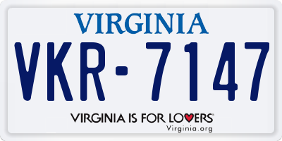 VA license plate VKR7147