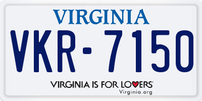 VA license plate VKR7150
