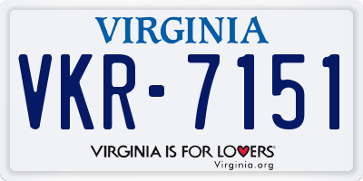 VA license plate VKR7151