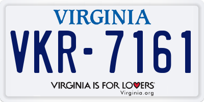 VA license plate VKR7161