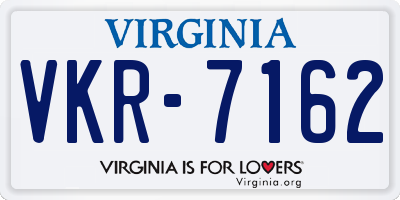 VA license plate VKR7162