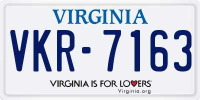 VA license plate VKR7163