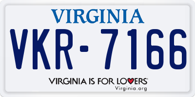 VA license plate VKR7166