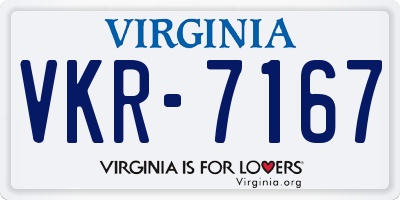 VA license plate VKR7167