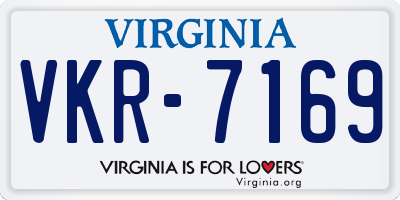 VA license plate VKR7169