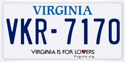 VA license plate VKR7170