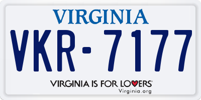 VA license plate VKR7177