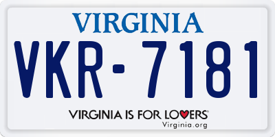 VA license plate VKR7181