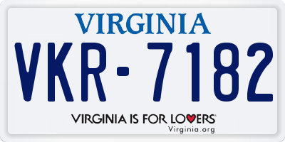 VA license plate VKR7182