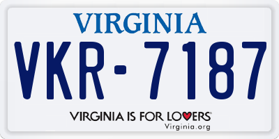 VA license plate VKR7187