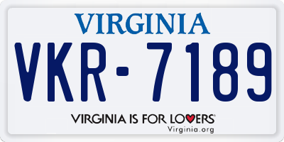 VA license plate VKR7189