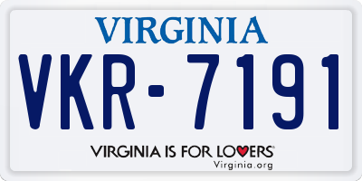VA license plate VKR7191