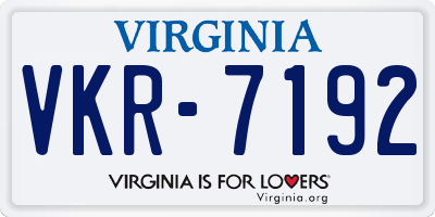 VA license plate VKR7192