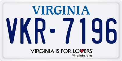 VA license plate VKR7196