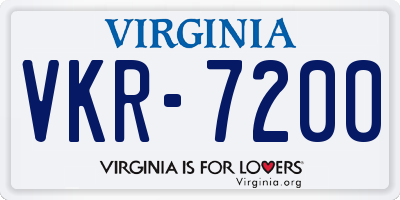 VA license plate VKR7200