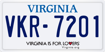 VA license plate VKR7201