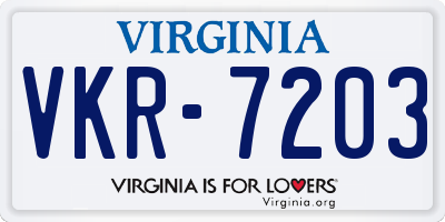 VA license plate VKR7203