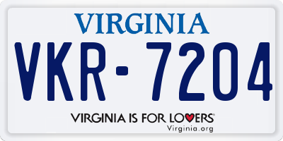 VA license plate VKR7204