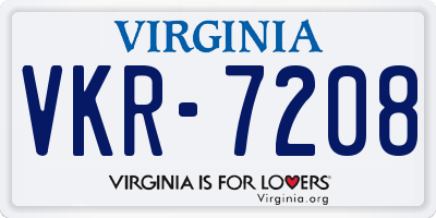 VA license plate VKR7208