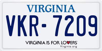 VA license plate VKR7209