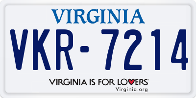 VA license plate VKR7214