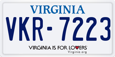 VA license plate VKR7223