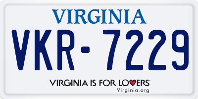 VA license plate VKR7229