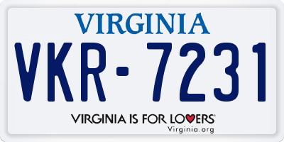 VA license plate VKR7231