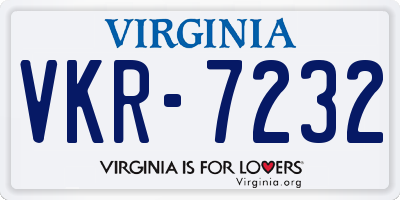 VA license plate VKR7232