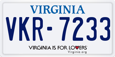 VA license plate VKR7233