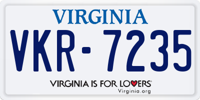 VA license plate VKR7235