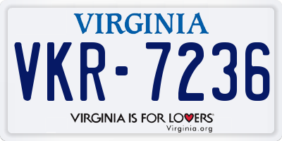 VA license plate VKR7236
