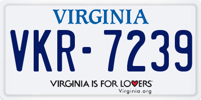 VA license plate VKR7239
