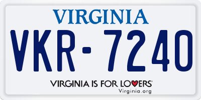 VA license plate VKR7240