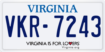 VA license plate VKR7243