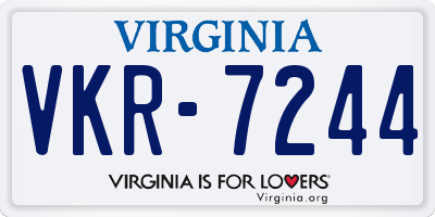 VA license plate VKR7244