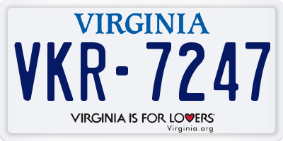 VA license plate VKR7247