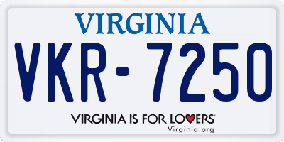 VA license plate VKR7250