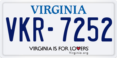 VA license plate VKR7252