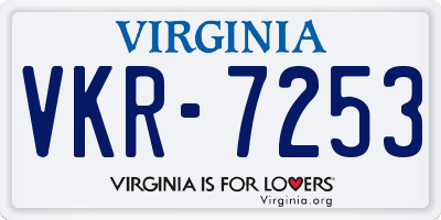 VA license plate VKR7253