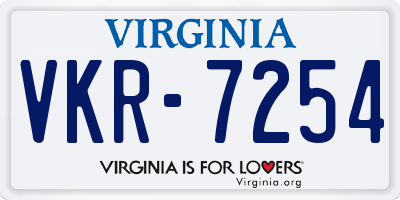 VA license plate VKR7254